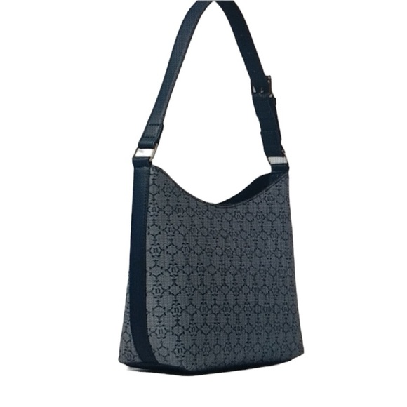 NWT NANETTE LEPORE Maxene Logo Short Shoulder Bucket Bag - Navy Blue - Picture 4 of 14